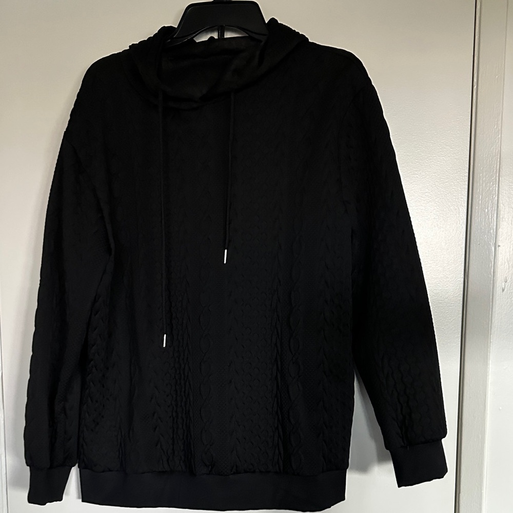 Black Textured Hoodie